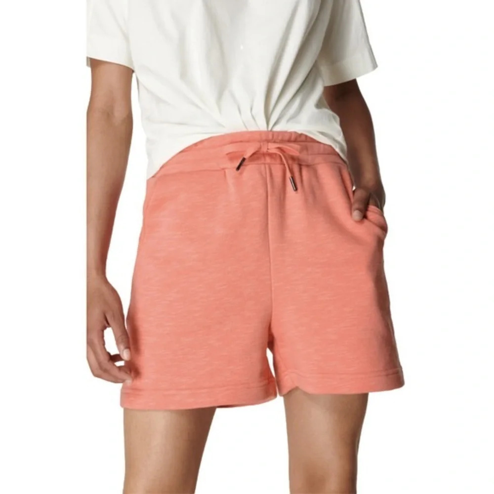 Sweaty Betty Blush Pink/Salmon Essentials High Waist Longline Sweat Shorts XXS